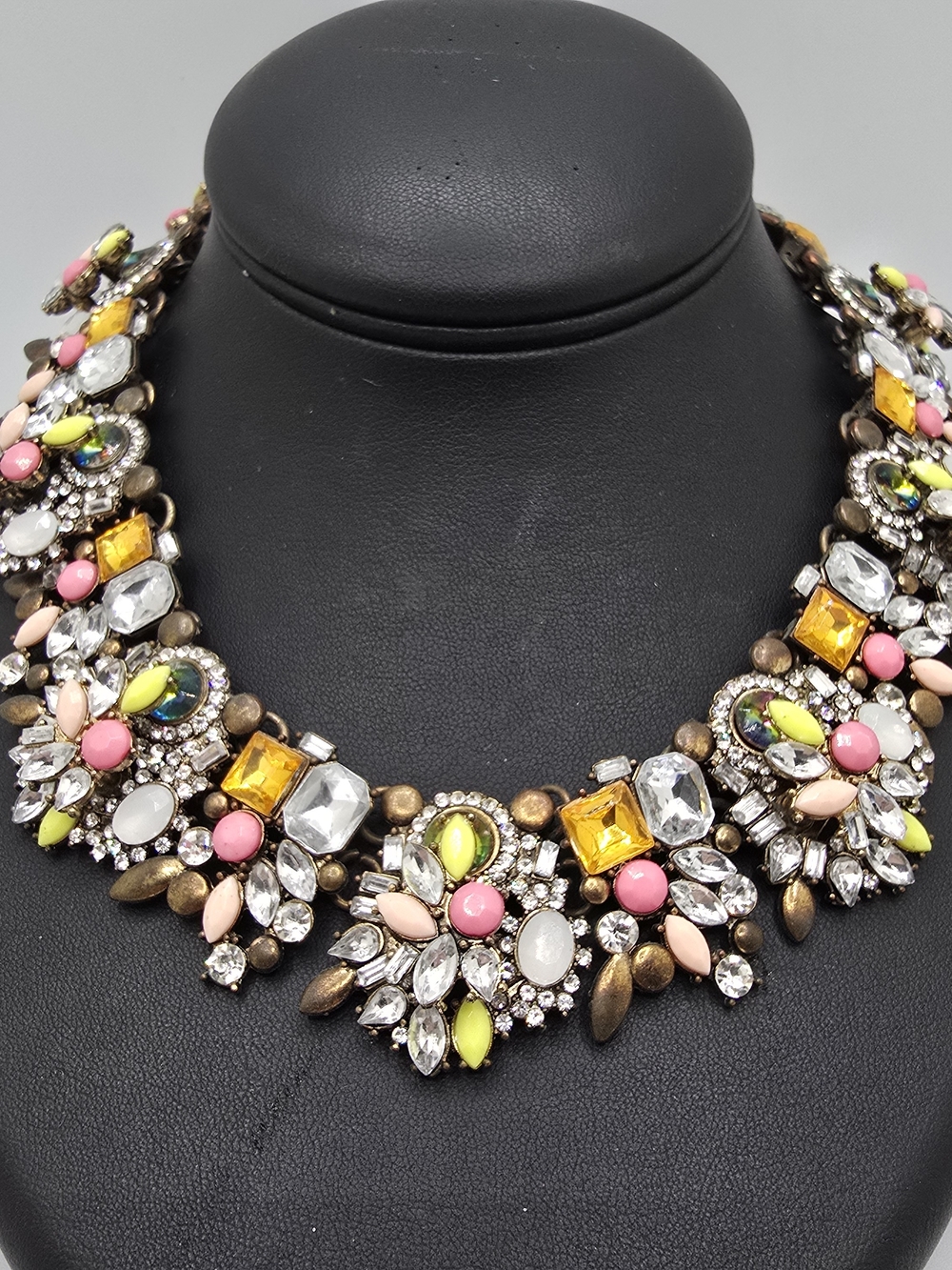 The Magpie Collection Melanie Necklace Rhinestone Floral Statement 16" Adjust